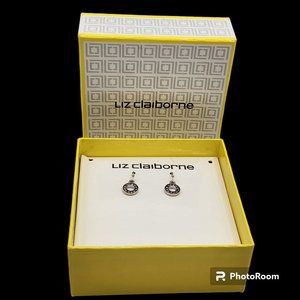 Nw In Box Liz Claiborne Earrings French Wires Silver Circles Petite